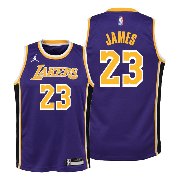 Youth Los Angeles Lakers LeBron James #23 NBA 2020-21 Statement Edition Purple Basketball Jersey KXM1283GB